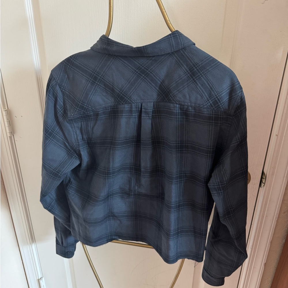Suzy T Designs Grey Plaid Shirt with Star Patches - Picture 6 of 6